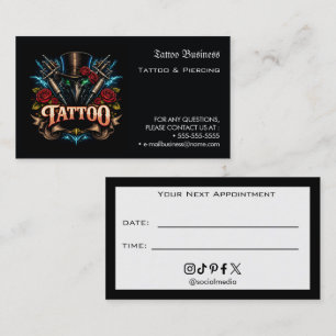 Visita Tarjeta de Recordatorio de Cita de Salón de Tatuaj