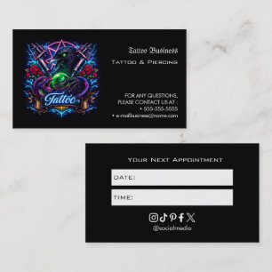 Visita Tarjeta de Recordatorio de Cita de Salón de Tatuaj