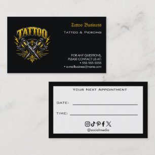 Visita Tarjeta de Recordatorio de Cita de Salón de Tatuaj