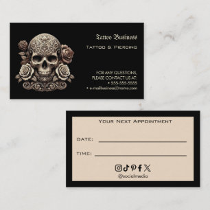 Visita Tarjeta de recordatorio de cita en salón de tatuaj