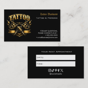 Visita Tarjeta de recordatorio de cita en salón de tatuaj