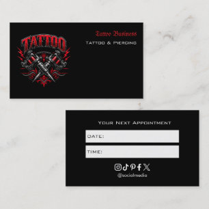 Visita Tarjeta de recordatorio de cita en salón de tatuaj