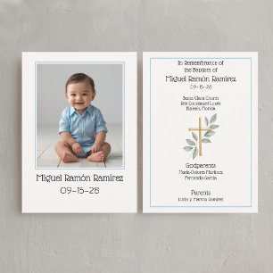 Visita Tarjeta de recuerdo de bautizo simple para bebé ni