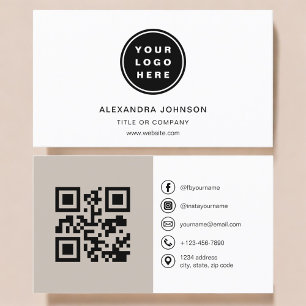 Visita Tarjeta de redes sociales con código QR en taupe n