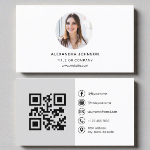 Visita Tarjeta de redes sociales con código QR y foto mod