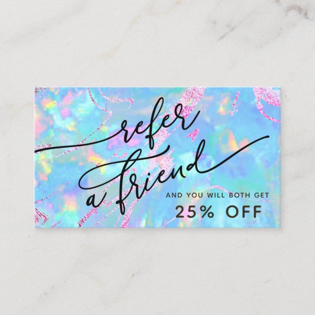 Visita tarjeta de referencia de textura opal azul (Anverso)