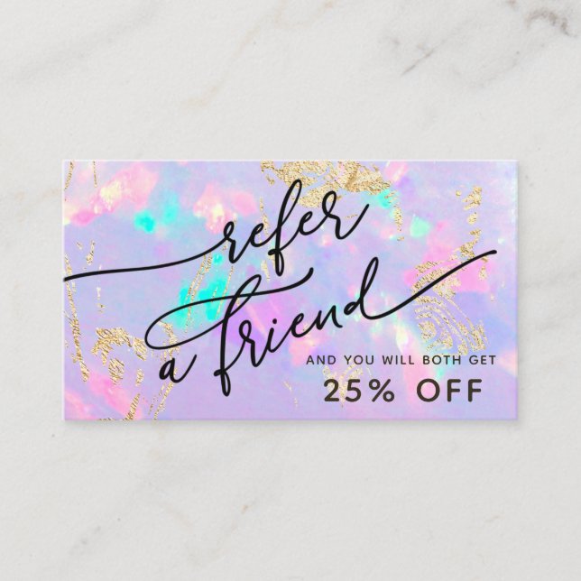 Visita tarjeta de referencia de textura opal púrpura (Anverso)