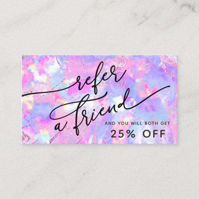 Visita tarjeta de referencia de textura opal púrpura rosa (Anverso)