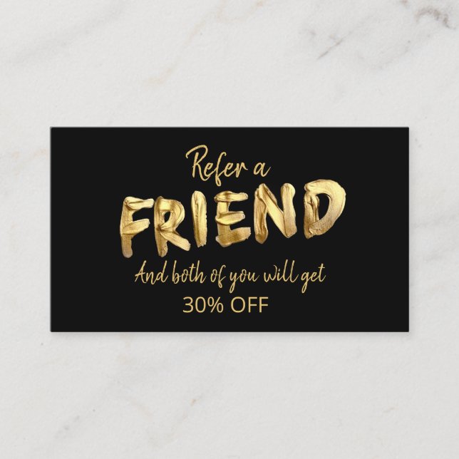 Visita Tarjeta de Referencia Elegante Bold Gold Referir a (Anverso)