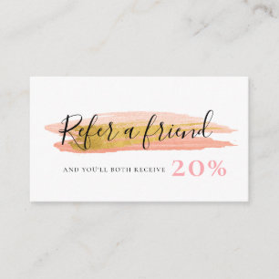 Visita tarjeta de referencia oro y rosa de moda