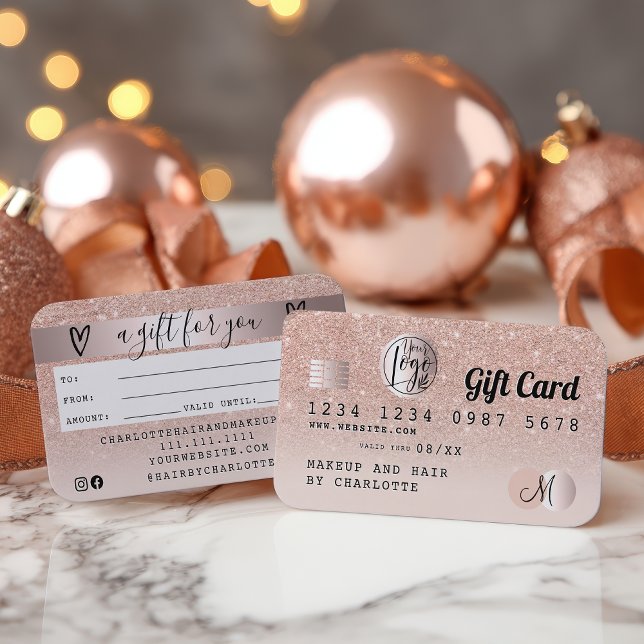 Visita Tarjeta de regalo para purpurina de oro rosa de ta (Credit card rose gold glitter ombre gift card)