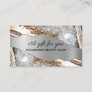 Visita Tarjeta de regalo Silver Shiny Stone Purpurina Gol
