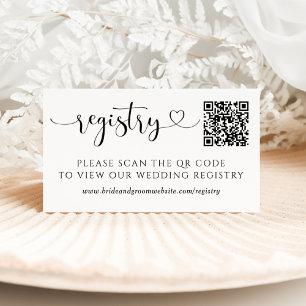 Visita Tarjeta de Registro de Boda con Letra Negra Modern