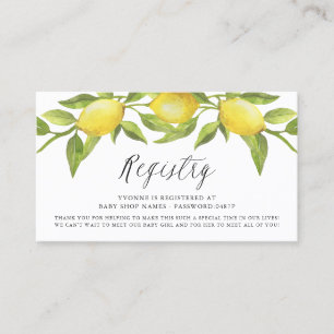 Visita Tarjeta de registro Watercolor Lemon Greenery Garl