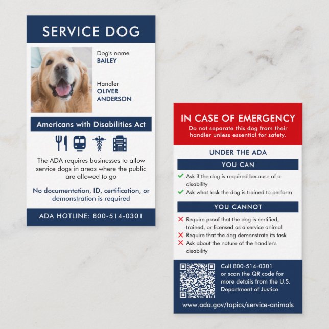 Visita Tarjeta de requisitos e información de perro de se (Anverso / Reverso)