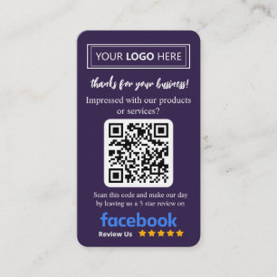 Visita Tarjeta de reseña de Facebook con logotipo y códig