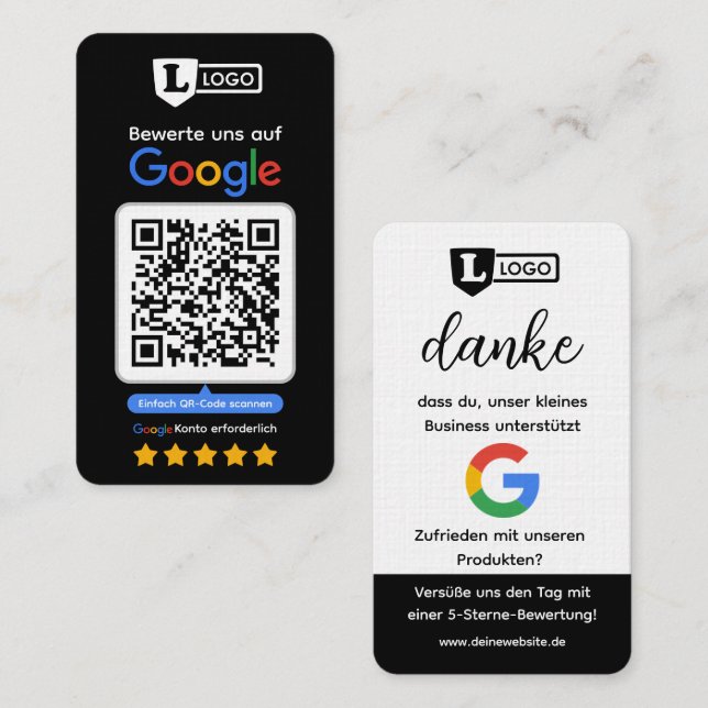 Visita Tarjeta de reseña de Google con tarjeta de present (Anverso / Reverso)