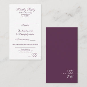 Visita Tarjeta de respuesta de boda Plum Bold Modern Mix