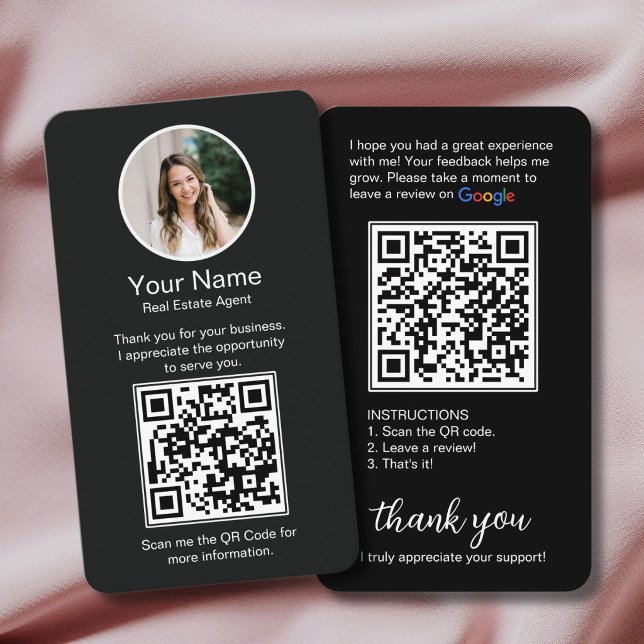 Visita Tarjeta de revisión de Google con foto y código QR (Google Review Business Card with Photo and QR Code)