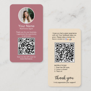 Visita Tarjeta de revisión de Google con foto y código QR