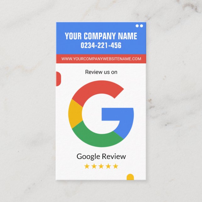 Visita Tarjeta de revisión de Google para cualquier empre (Anverso)
