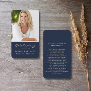 Visita Tarjeta de rezo azul conmemorativa del guión dorad