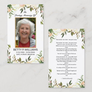 Visita Tarjeta de rezo de marco dorado floral blanco anti