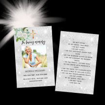 Tarjeta de rezo para funeral con foto blanca plate