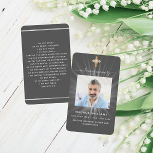 Visita Tarjeta de rezo para funeral con foto de luz gris