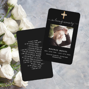 Visita Tarjeta de rezo para funeral de cruz de foto en bl