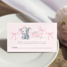 Tarjeta de rifa de pañales de elefante con lazo ro