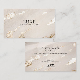 Visita Tarjeta de Salón de Uñas de Lujo Dorado Elegante/T