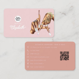 Visita Tarjeta de Salón de Uñas Rosa Dorado Rosa LA Sign