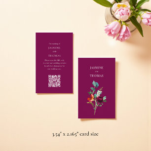 Visita Tarjeta de sitio web de boda con código QR floral 