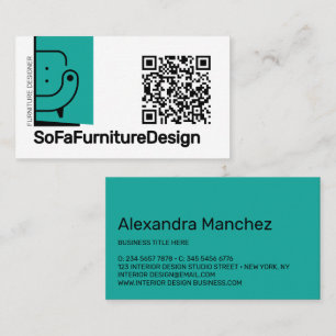 Visita Tarjeta de sofá de código QR Diseño de interiores 