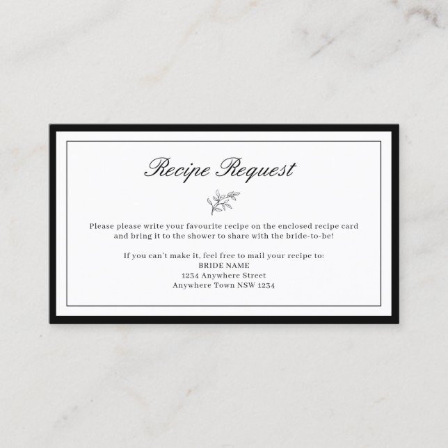 Visita Tarjeta de solicitud de la hoja de borde minimalis (Anverso)