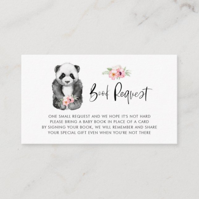 Visita Tarjeta de solicitud de libro floral de panda bebé (Anverso)