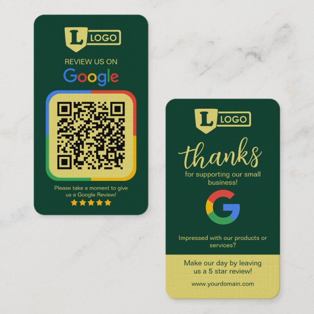 Visita Tarjeta de solicitud de reseña de Google con códig (Anverso / Reverso)
