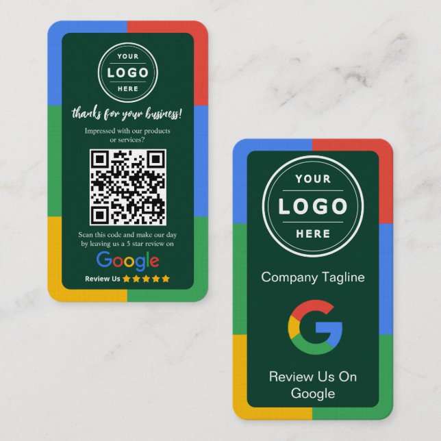 Visita Tarjeta de solicitud de reseña de Google con logot (Anverso / Reverso)