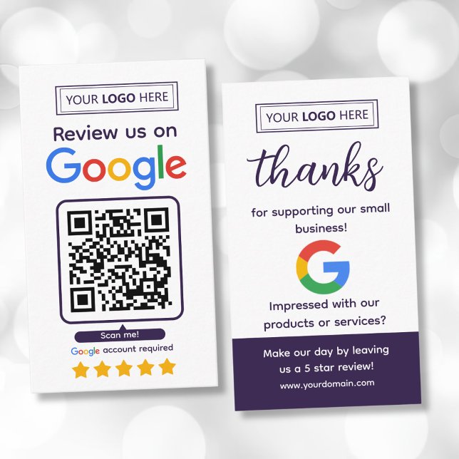 Visita Tarjeta de solicitud de reseña de Google con logot (Google Feedback Review Business Cards)