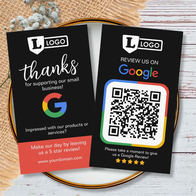 Visita Tarjeta de solicitud de reseña de Google con logot (Google review business cards)