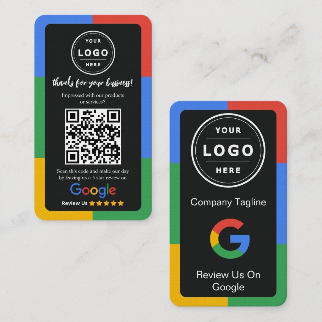 Visita Tarjeta de solicitud de reseña de Google con logot (Anverso / Reverso)