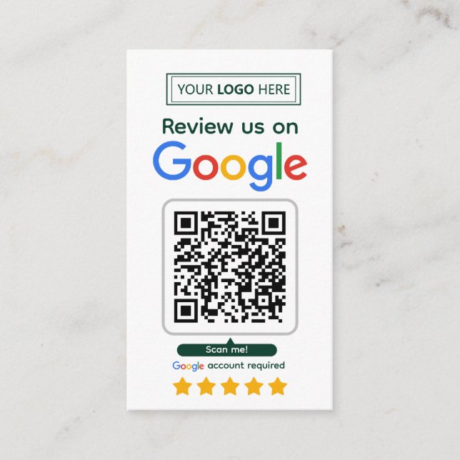 Visita Tarjeta de solicitud de reseña de Google con logot (Anverso)