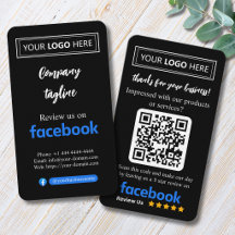 Tarjeta de solicitud de reseñas de Facebook con lo