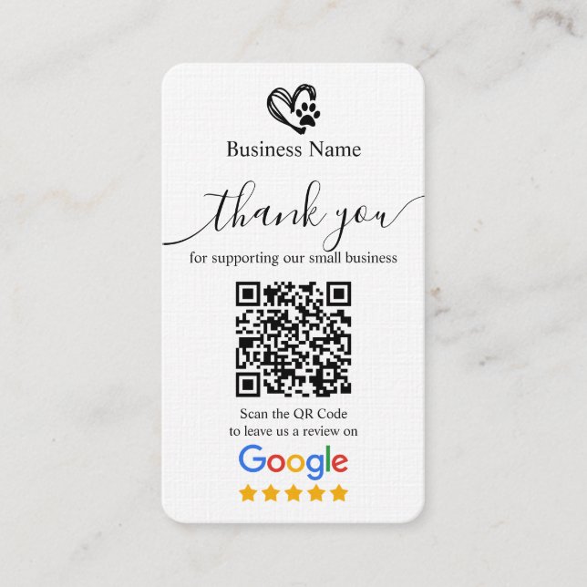 Visita Tarjeta de solicitud de revisión de Google para as (Anverso)