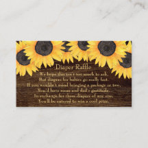Tarjeta de Sorteo de Pañales de Girasoles Rústicos