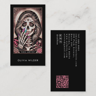 Visita Tarjeta de Tarot de Técnico de Uñas Rosa Negra Tar