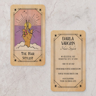 Visita Tarjeta de Tarot Estilista de Cabello Rosa Púrpura