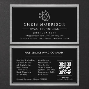 Visita Tarjeta de técnico de HVAC metálica con código QR