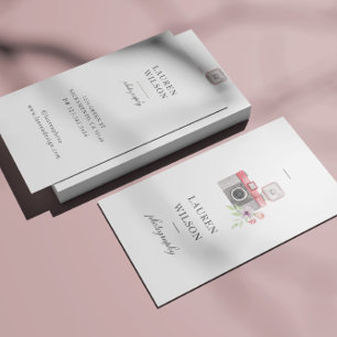 Visita Tarjeta de trabajo de fotografía de cámara acuarel